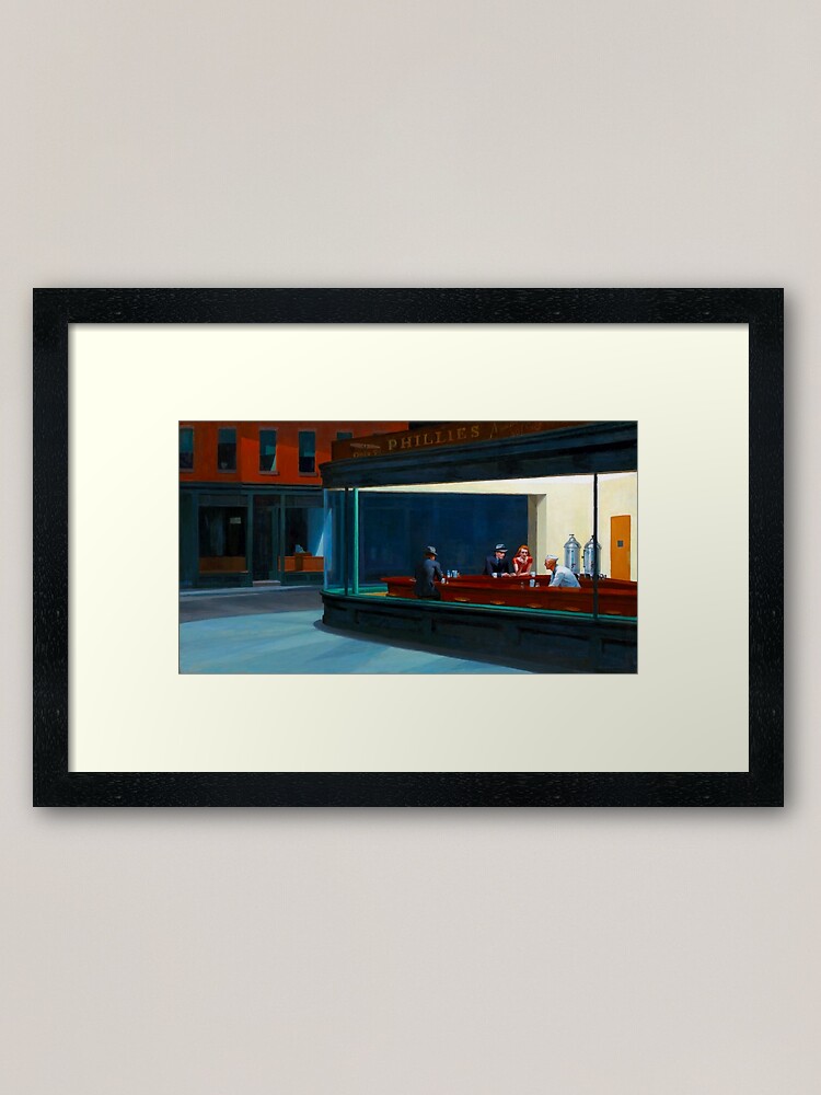 Alternate view of "Nighthawks" by Edward Hopper (1942) Framed Art Print