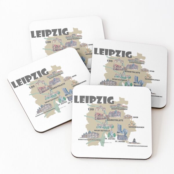 Item preview, Leipzig Germany - Retro Map with Attractions designed and sold by artshop77.