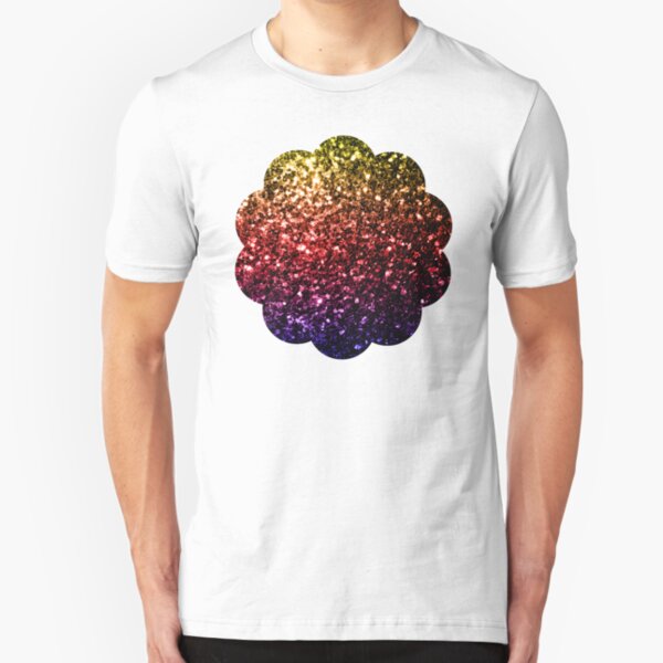 Beautiful rainbow yellow red purple sparkles Slim Fit T-Shirt