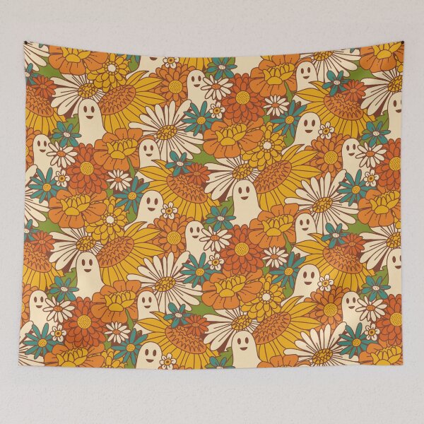 Item preview, 70s Boo Floral - Harvest designed and sold by latheandquill.