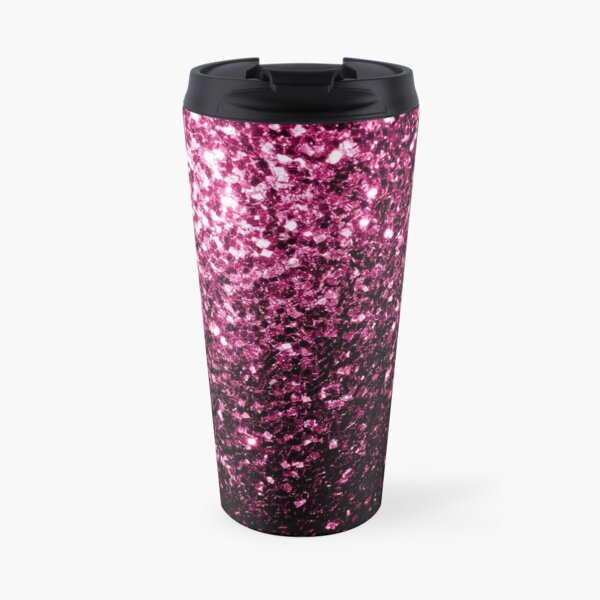 Dark Pink faux glitter sparkles Travel Mug