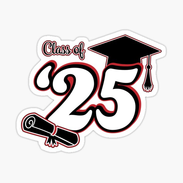 Class Of 2025 Graduation Design Red And Black Sticker For Sale By