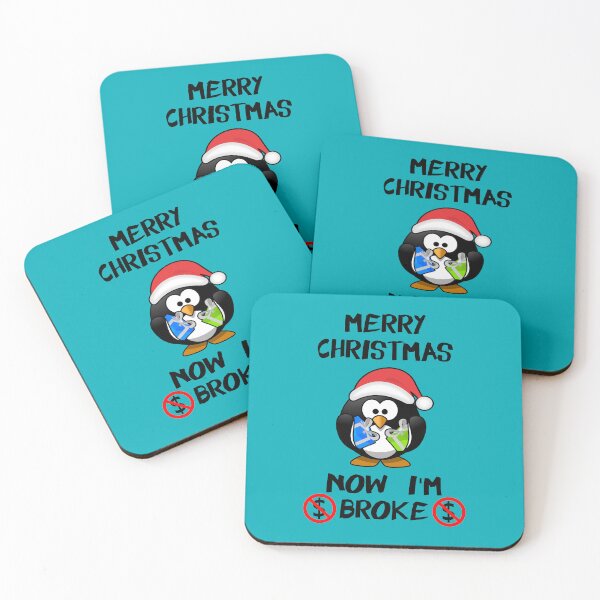 Item preview, Merry Christmas Now I'm Broke - Penguin With Santa Hat Holding Gifts designed and sold by Oaks Creations.