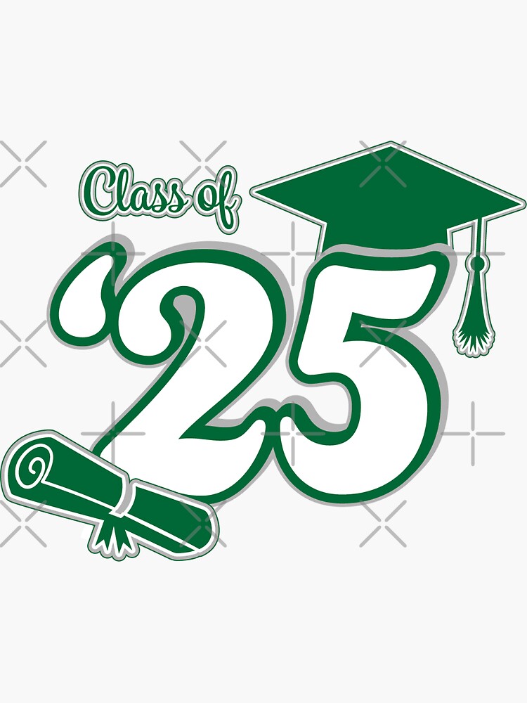 "Class of 2025 Graduation Design (Green and Grey)" Sticker for Sale by