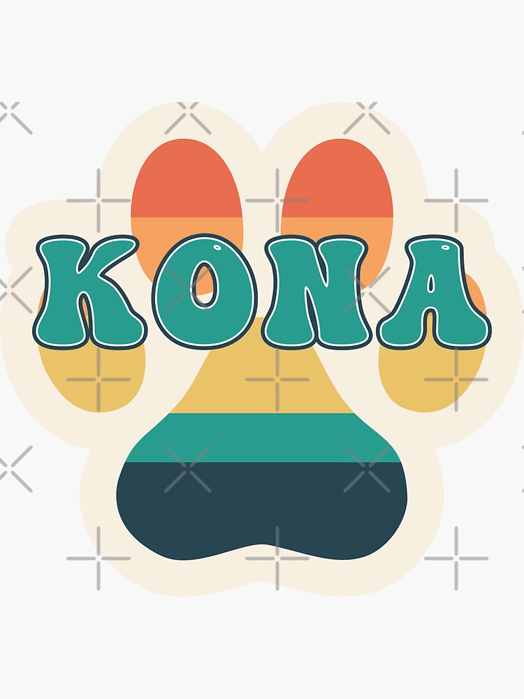 "Kona Dog Name Vintage Sunset Paw Prints on Cream Kona Dog Name