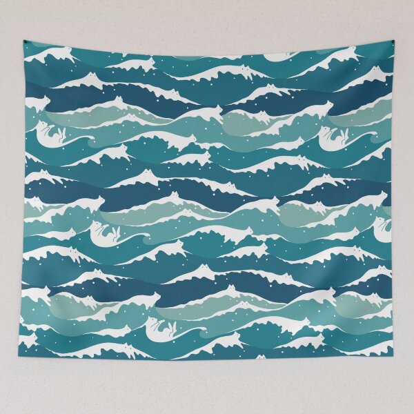 Item preview, Cat Landscape 135: Cat Waves designed and sold by ilovedoodle.