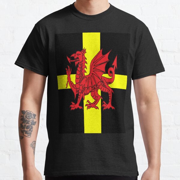 St Davids Cross And Welsh Dragon Distressed Art Classic T-Shirt