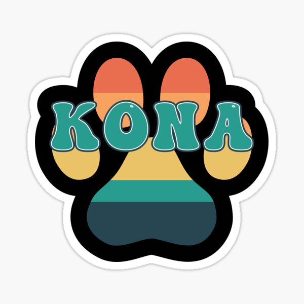"Kona Dog Name Vintage Sunset Paw Prints on Black Kona Dog Name