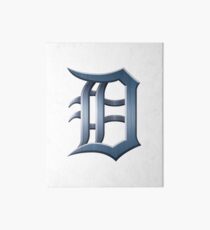 Detroit Old English D - Brushed Metal Art Board