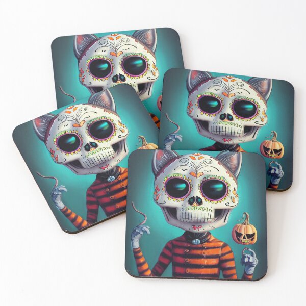 Item preview, Halloween Sugar Skull Cat #2 designed and sold by dozydonut.