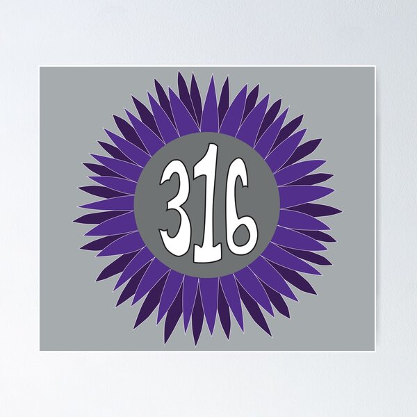 Item preview, Hand Drawn Kansas Sunflower 316 Area Code Purple designed and sold by itsrturn.