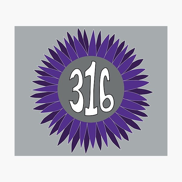 Item preview, Hand Drawn Kansas Sunflower 316 Area Code Purple designed and sold by itsrturn.