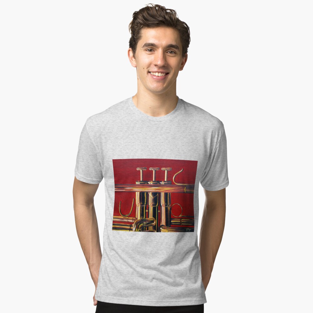 Trumpet in Red Tri-blend T-Shirt