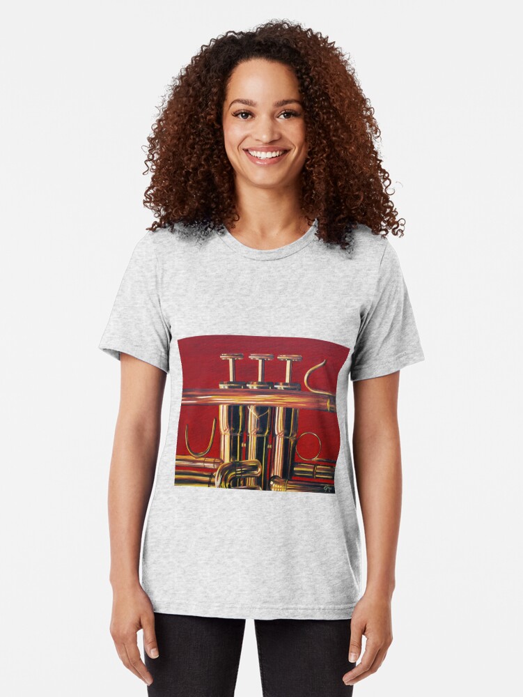 Alternate view of Trumpet in Red Tri-blend T-Shirt