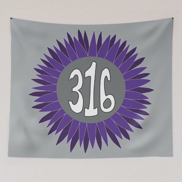 Item preview, Hand Drawn Kansas Sunflower 316 Area Code Purple designed and sold by itsrturn.