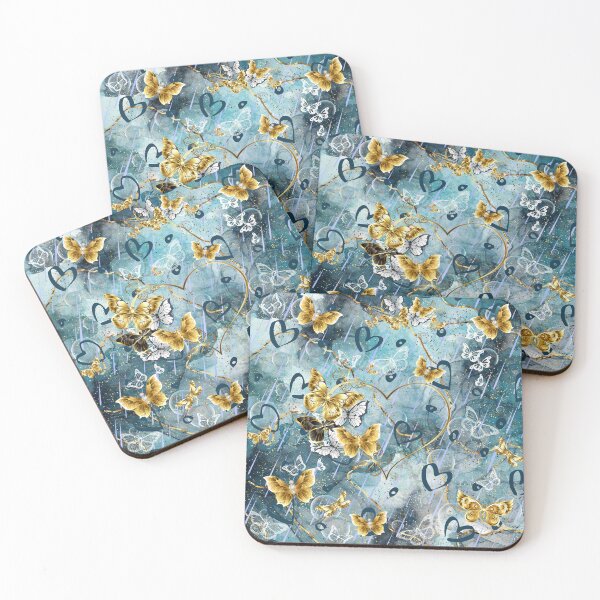 Item preview, Blue Gold Butterfly Hearts! designed and sold by davechi-stone.
