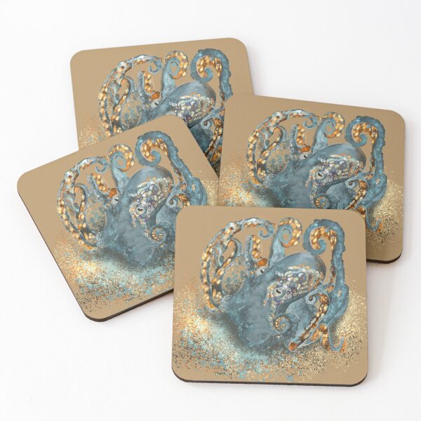 Item preview, Artistic Octopus in deep aqua blue designed and sold by Suziness Designs.