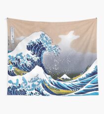 Tela decorativa Gran ola de Kanagawa por Hokusai Wall Tapestry Vectorized HD de alta calidad