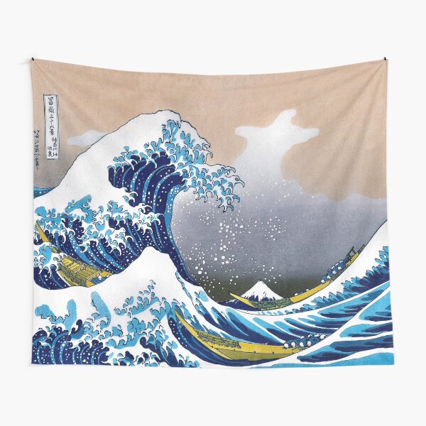 Great Wave off Kanagawa by Hokusai Wall Tapestry Vectorized HD High Quality (Click on Artist Notes) Tapestry