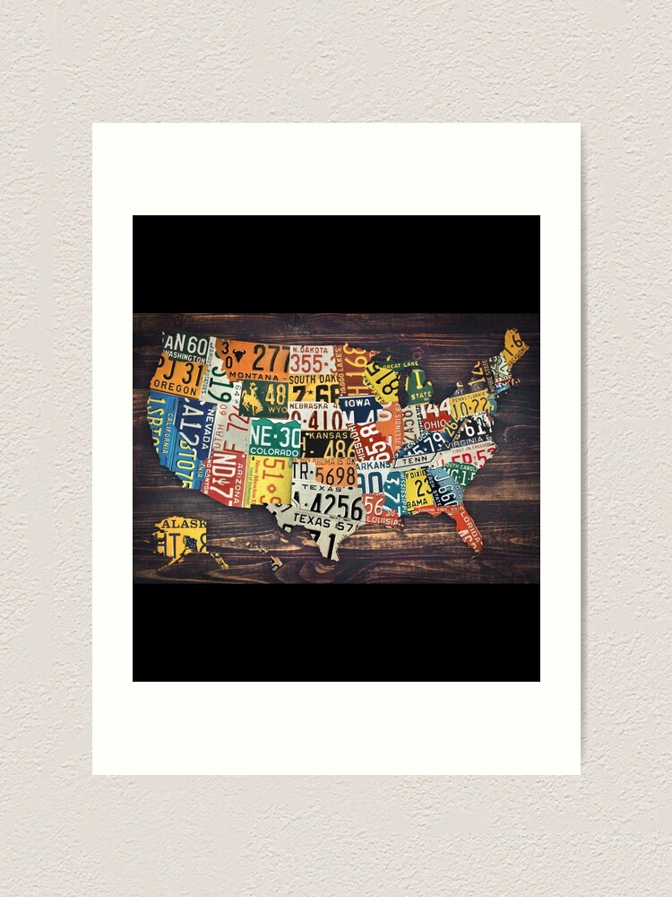 quot License Plate Map Of The United - Farp,small,wall Texture,product,750x1000 