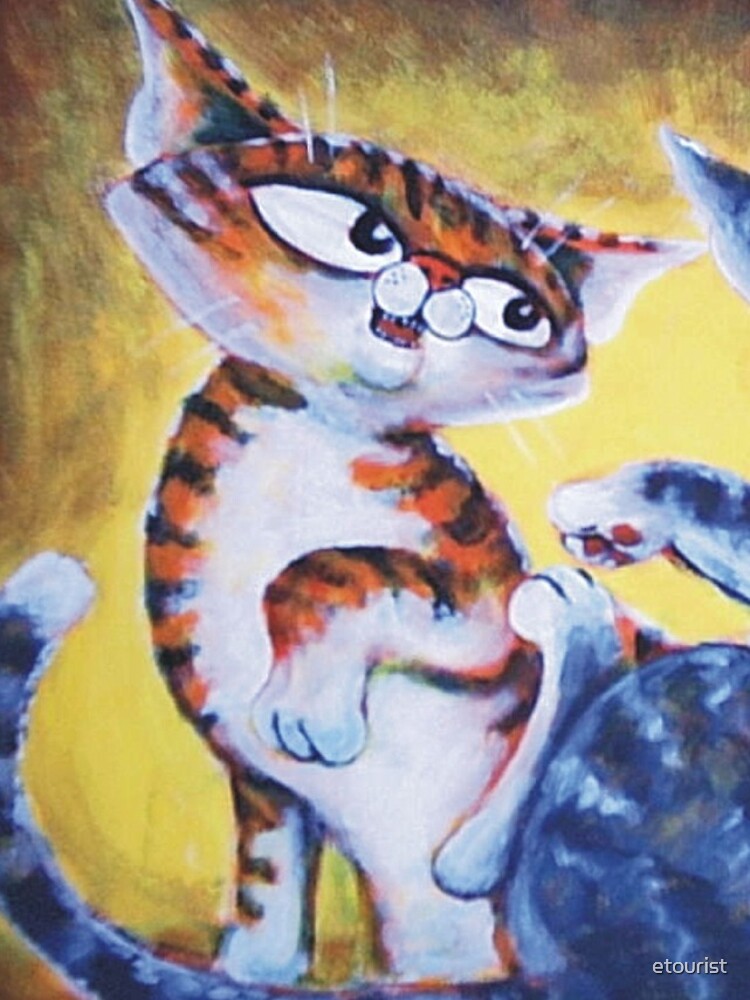 Thumbnail 4 of 4, iPhone Case, Two Cat, Feline Fun - Art by TET designed and sold by etourist.