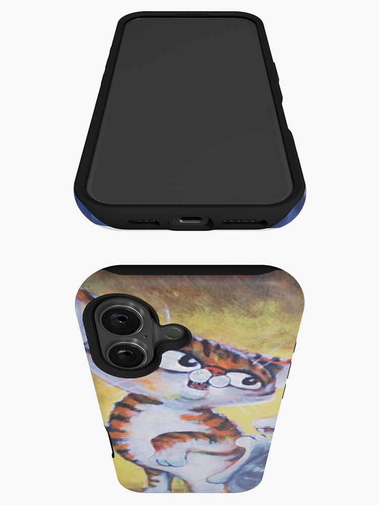 Thumbnail 3 of 4, iPhone Case, Two Cat, Feline Fun - Art by TET designed and sold by etourist.