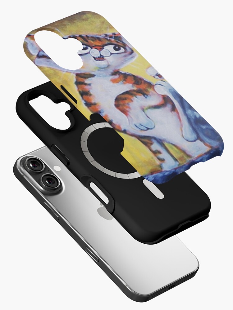Thumbnail 2 of 4, iPhone Case, Two Cat, Feline Fun - Art by TET designed and sold by etourist.