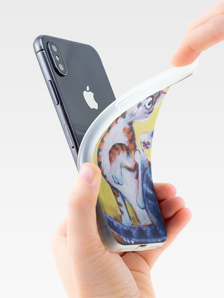 Thumbnail 4 of 5, iPhone Case, Two Cat, Feline Fun - Art by TET designed and sold by etourist.