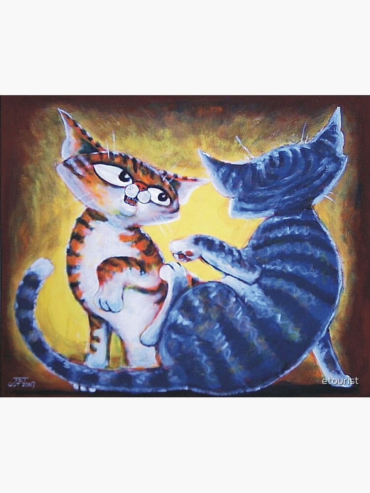 Thumbnail 3 of 3, Art Print, Two Cat, Feline Fun - Art by TET designed and sold by etourist.