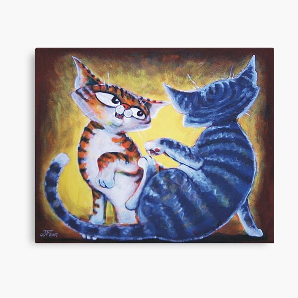 Two Cat, Feline Fun - Art by TET Canvas Print