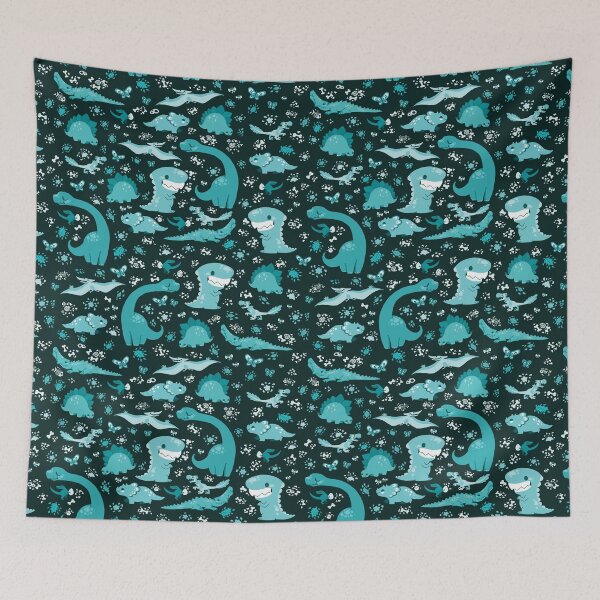 Item preview, Dino Cutie Pattern in Teal designed and sold by Paigekotalik.