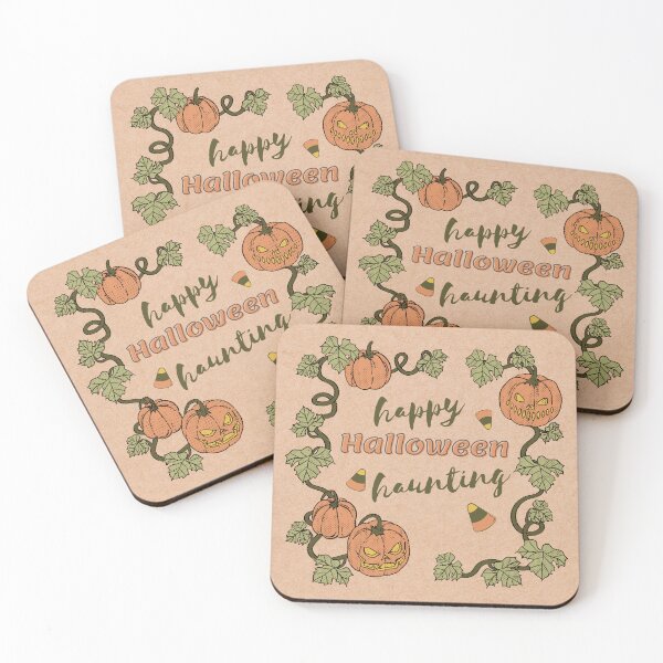 Item preview, " happy Halloween haunting" w/ pumpkins and candy corn in orange designed and sold by xingqueen.