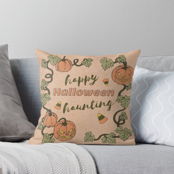 Item preview, " happy Halloween haunting" w/ pumpkins and candy corn in orange designed and sold by xingqueen.