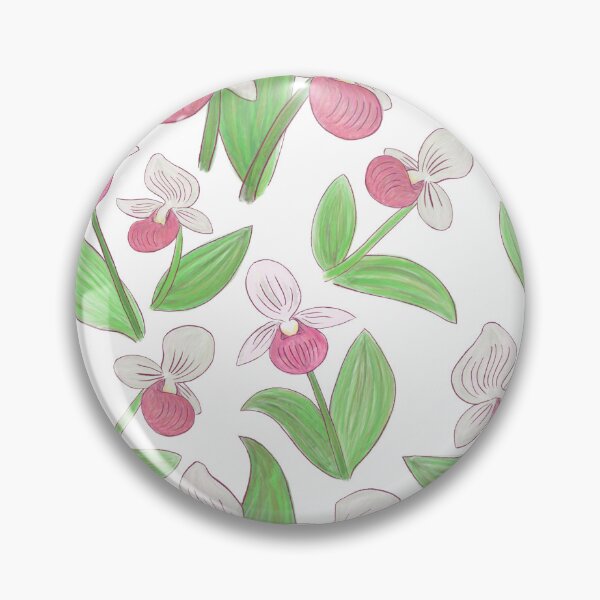 Item preview, Showy Lady Slippers Seamless Pattern - White designed and sold by EcoElsa.