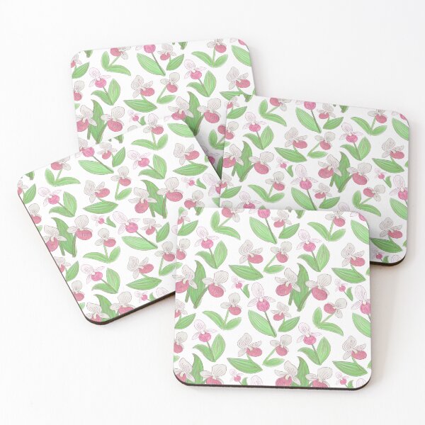 Item preview, Showy Lady Slippers Seamless Pattern - White designed and sold by EcoElsa.
