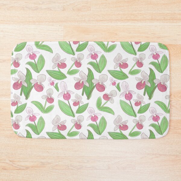 Item preview, Showy Lady Slippers Seamless Pattern - White designed and sold by EcoElsa.