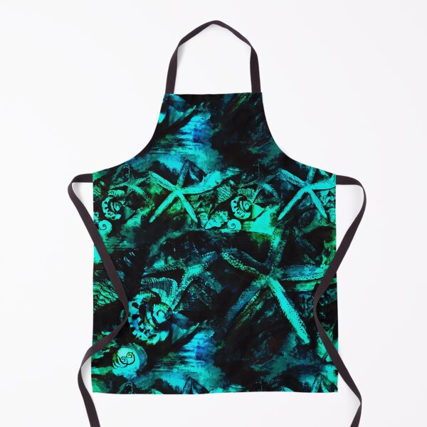 Item preview, Underwater ocean floor seashells Deep aqua mint blue green designed and sold by Suziness Designs.