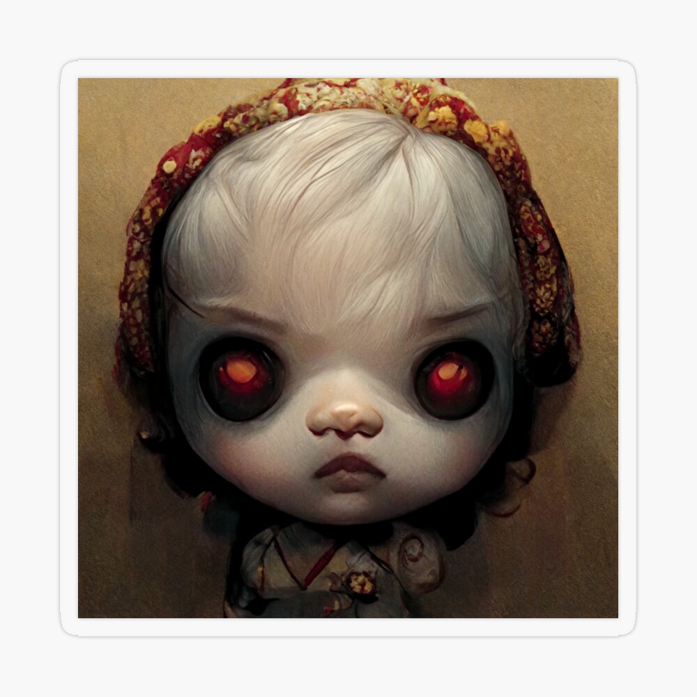 Creepy Doll Head - Variant 1 Art Print