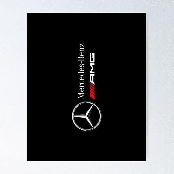 Mercedes-benz Logo, Chrome and Black Poster 