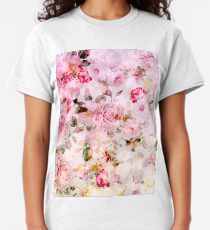 Vintage pink pastel watercolor floral pattern Classic T-Shirt