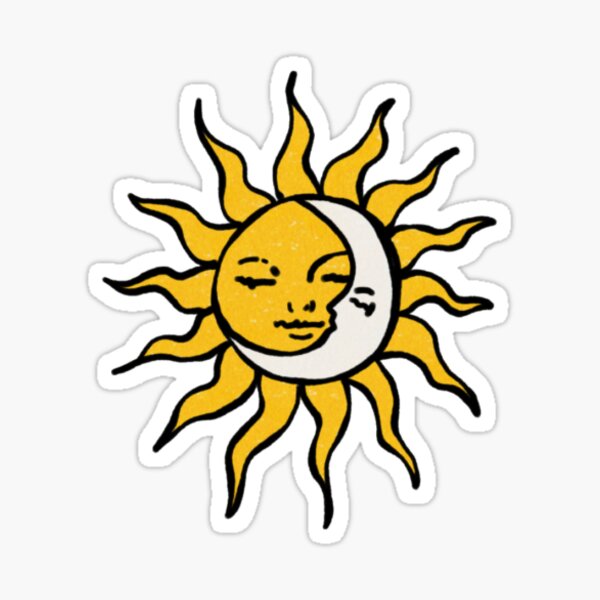 Vista previa del artículo con la obra «Doodle diminuto del sol y la luna», diseñado y vendido por Krenbxrry.