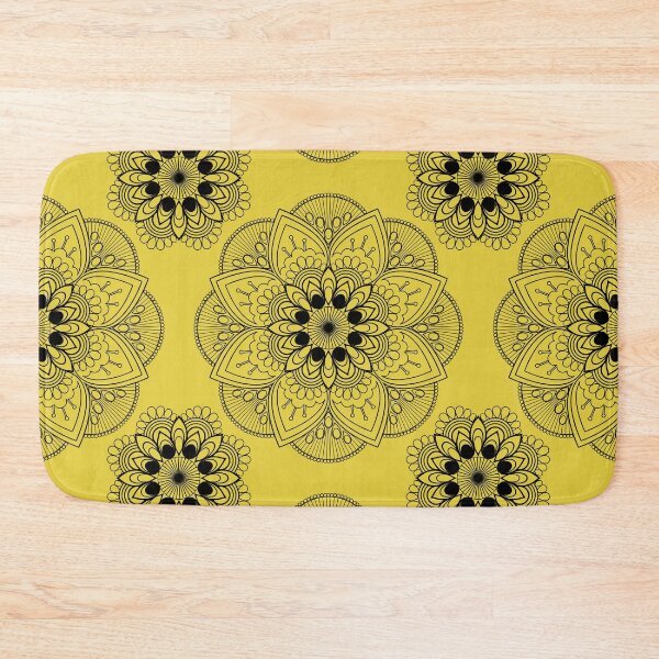 Item preview, Beautiful  Black floral on yellow background  designed and sold by SoulthreadzStudio.