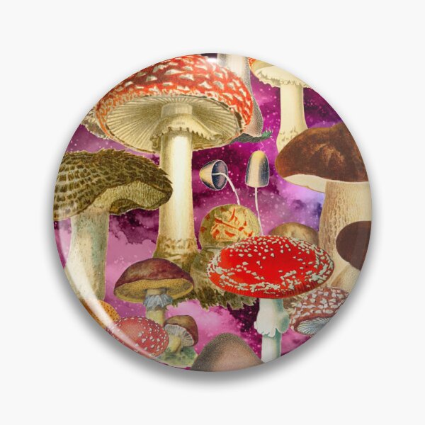 Item preview, Vintage mushrooms exotic garden, shrooms and fungi, botanical pattern, mushrooms illustration, seamless pattern, purple magenta pattern trendy  designed and sold by ZeinabTaha.