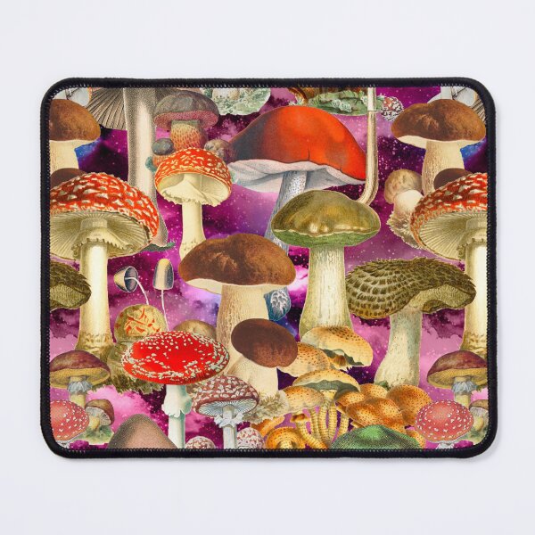 Item preview, Vintage mushrooms exotic garden, shrooms and fungi, botanical pattern, mushrooms illustration, seamless pattern, purple magenta pattern trendy  designed and sold by ZeinabTaha.