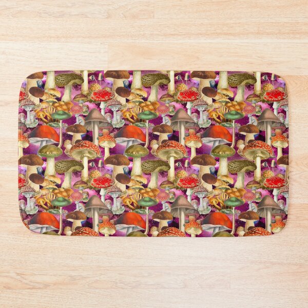 Item preview, Vintage mushrooms exotic garden, shrooms and fungi, botanical pattern, mushrooms illustration, seamless pattern, purple magenta pattern trendy  designed and sold by ZeinabTaha.