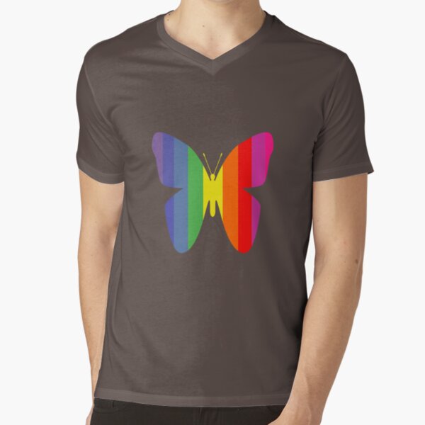 Butterfly Rainbow V-Neck T-Shirt