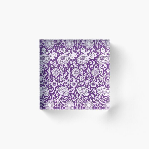 William Morris Carnations | Purple and White Floral Pattern | Flower Patterns | Vintage Patterns | Classic Patterns | Acrylic Block