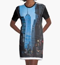 World Trade Center at Night, New York Graphic T-Shirt Dress