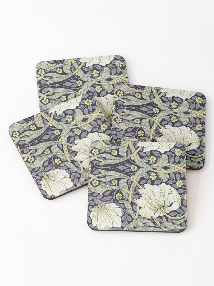 Thumbnail 1 of 5, Coasters (Set of 4), Grey Blue William Morris Pimpernel Exhibition  designed and sold by Tamas Das.
