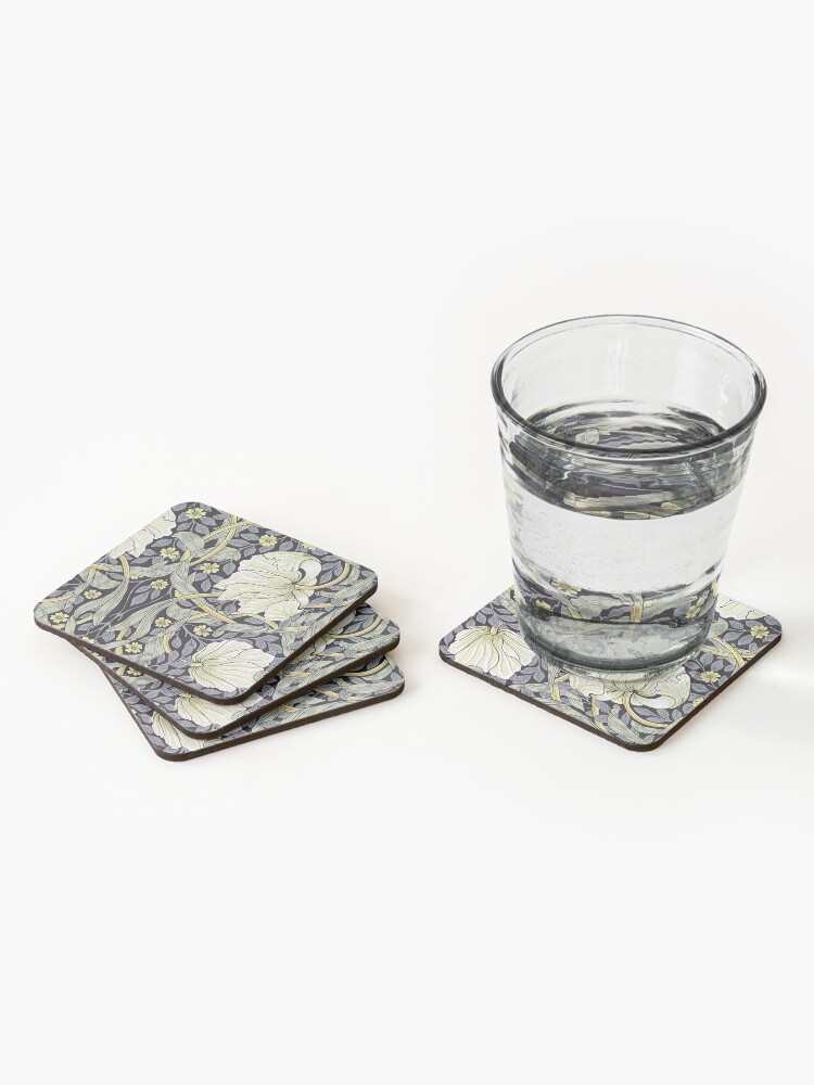 Coasters (Set of 4), Grey Blue William Morris Pimpernel Exhibition  designed and sold by Tamas Das